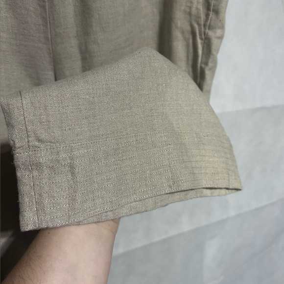 J Jill Love Linen Tan Petite L Boho Beachy Wide Leg Crop Pants Elastic Waist EUC - Picture 6 of 7